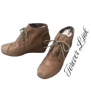 Faux Suede Ankle Boots, Lace Up Wedge Booties